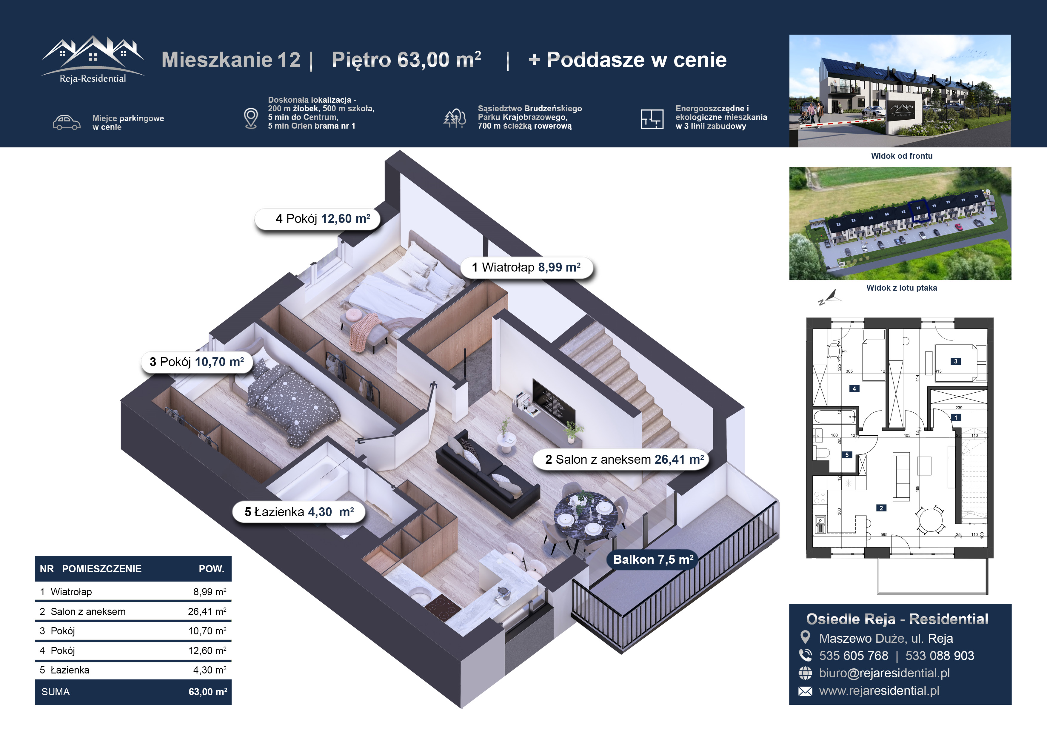 Mieszkanie nr 12 Płock Nowe mieszkania w Maszewie Dużym Reja koło Płock